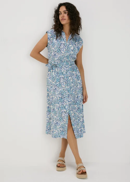 Blue Paisley Midi Shirt Dress - 8 Image 4