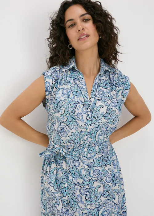 Blue Paisley Midi Shirt Dress - 8 Image 1