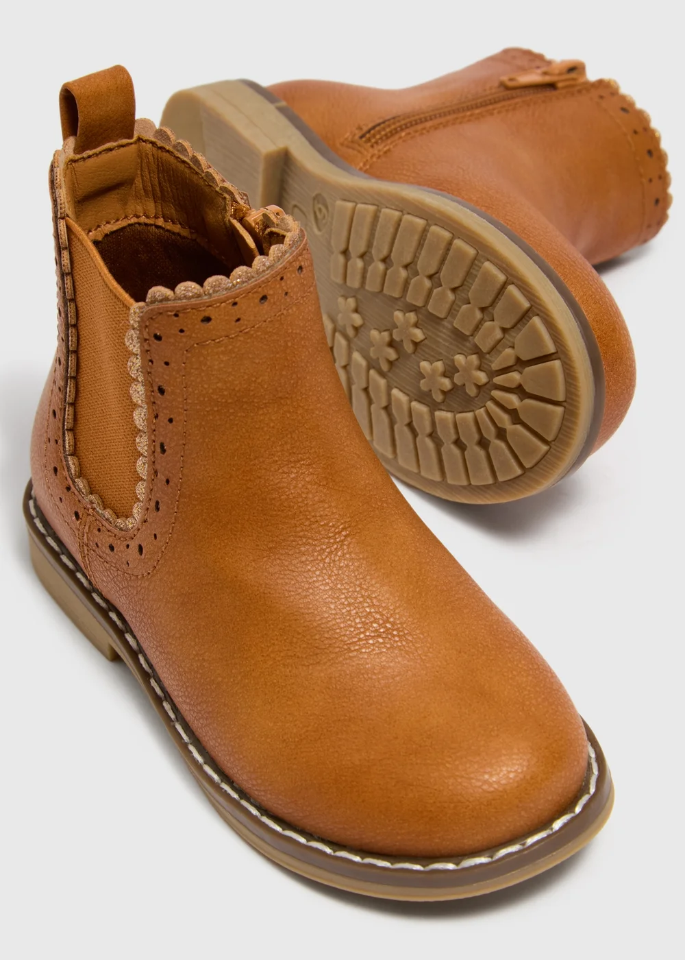 Girls Tan Chelsea Boots (Younger 4-12) - 6 Infant Image 2