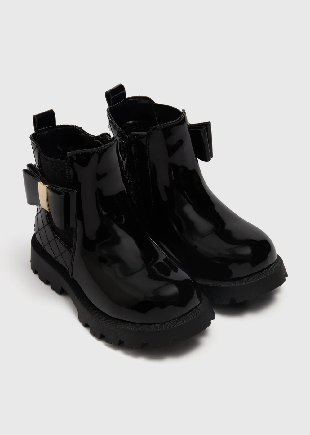 Girls Black Bow Chelsea Boots (Younger 4-12) - 6 Infant Image 1