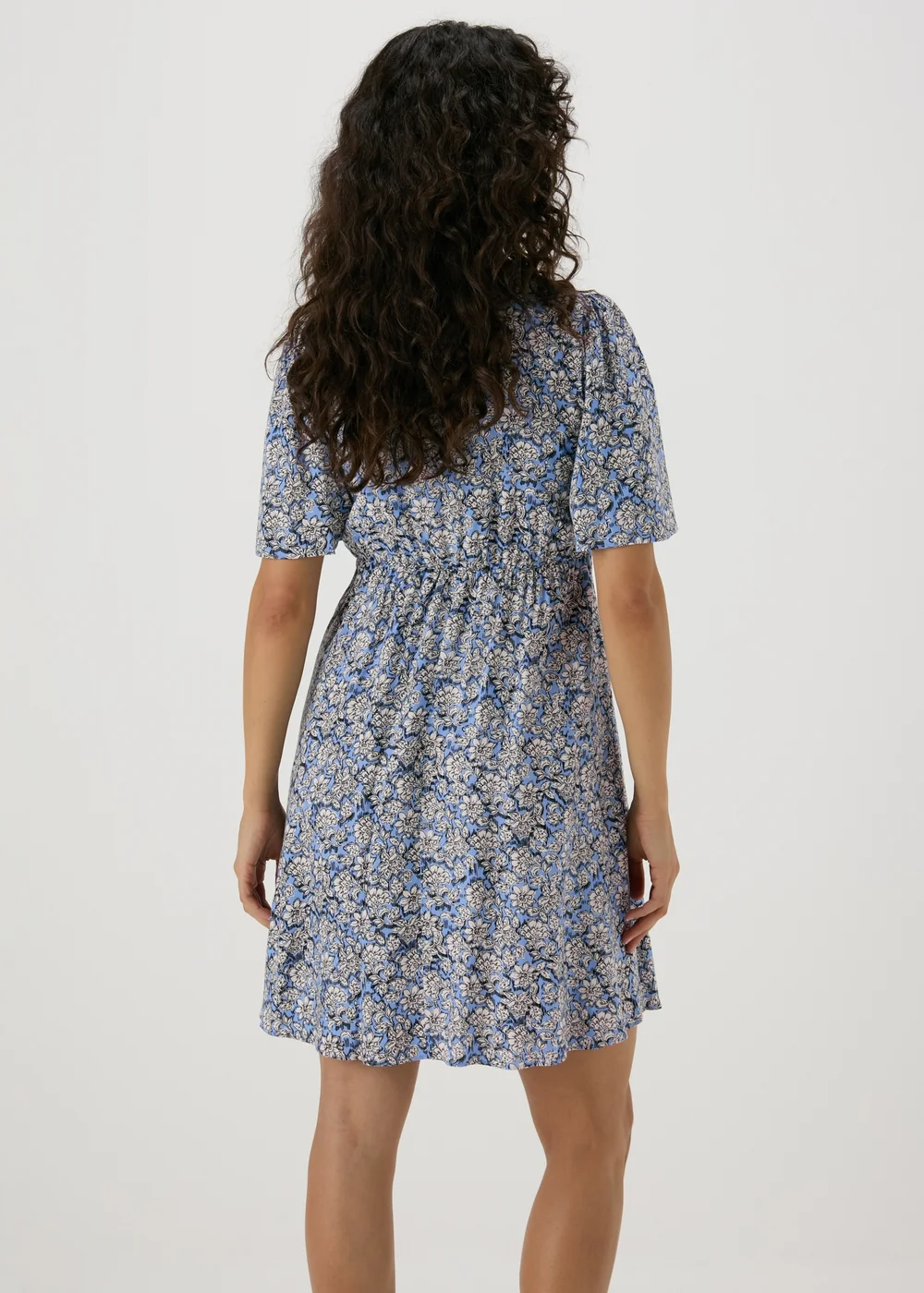 Blue Floral Viscose Mini Dress - 8 Image 2