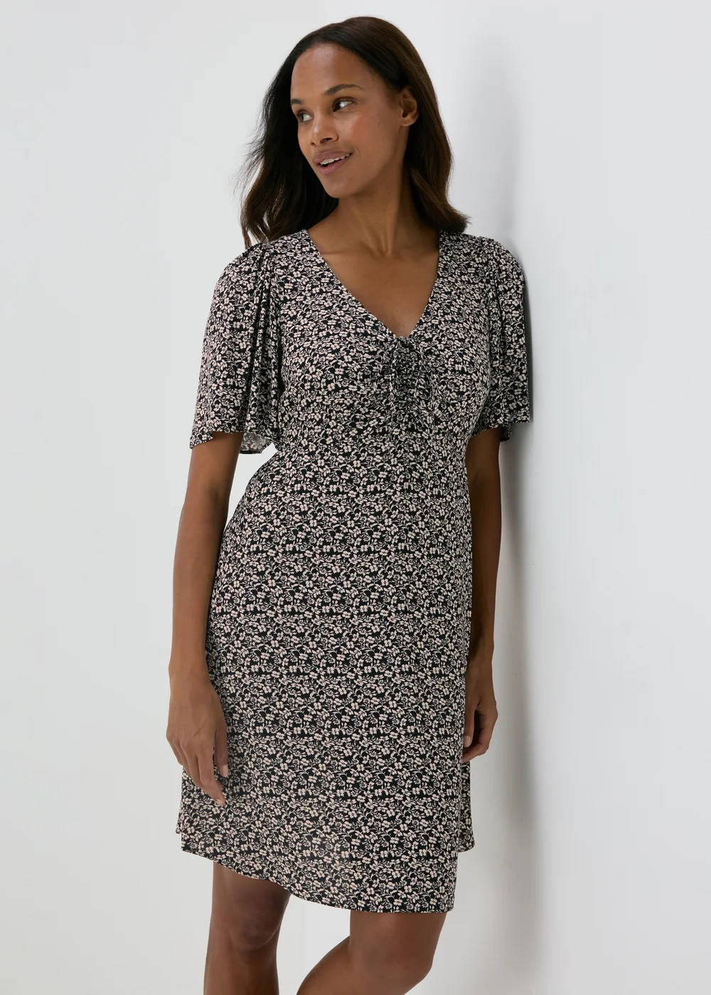Black Ditsy Mini Dress - 8 Image 1