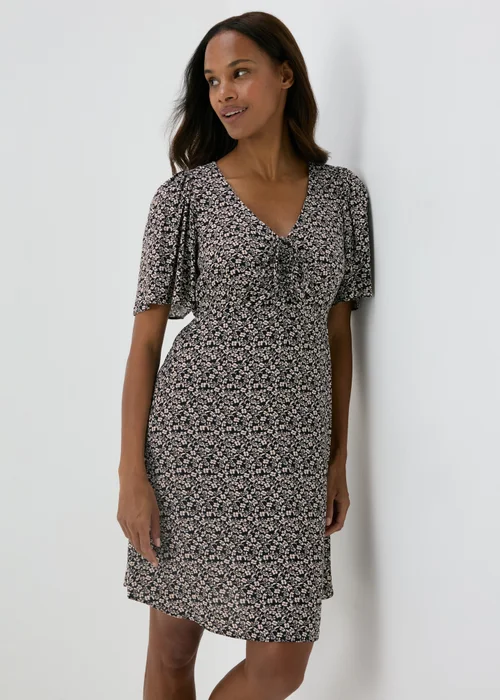 Black Ditsy Mini Dress - 8 Image 1