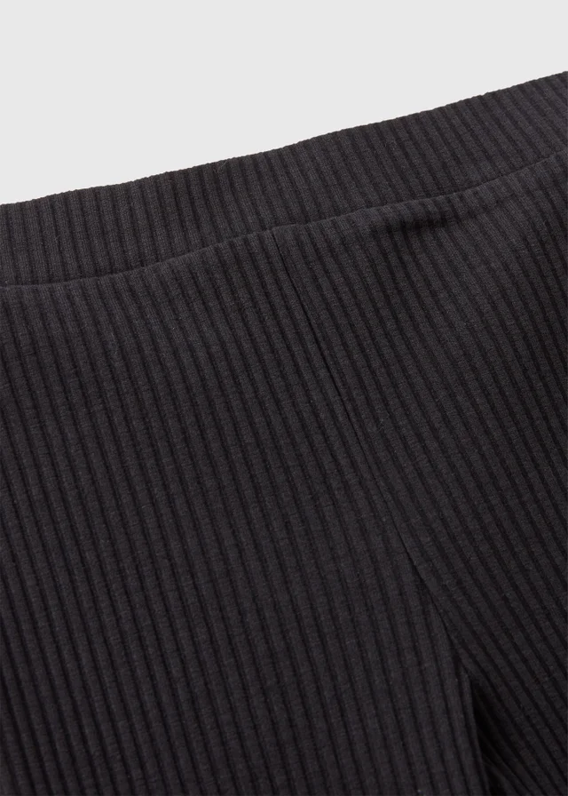 Girls Black Ribbed Flared Leggings (7-15yrs)