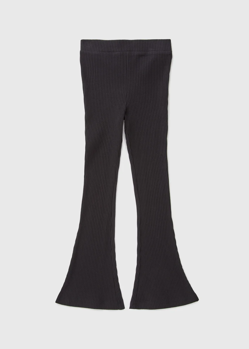 Girls Black Ribbed Flared Leggings (7-15yrs) - Age 7 Years Image 1