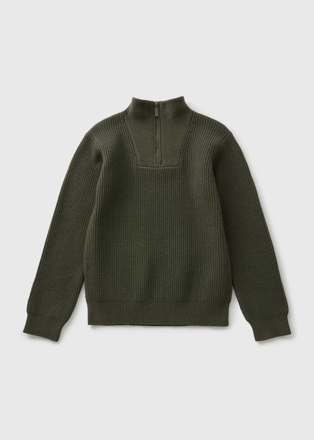 Boys Khaki Knitted Half Zip (7-15yrs) - 7 Yrs Image 1