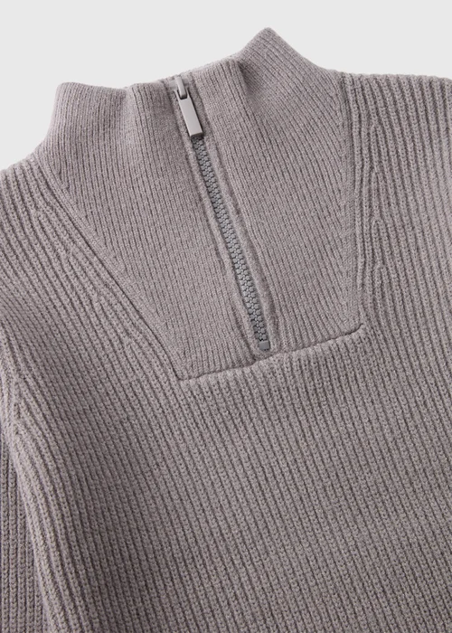Boys Charcoal Knitted Half Zip (7-15yrs) - 7 Yrs Image 2