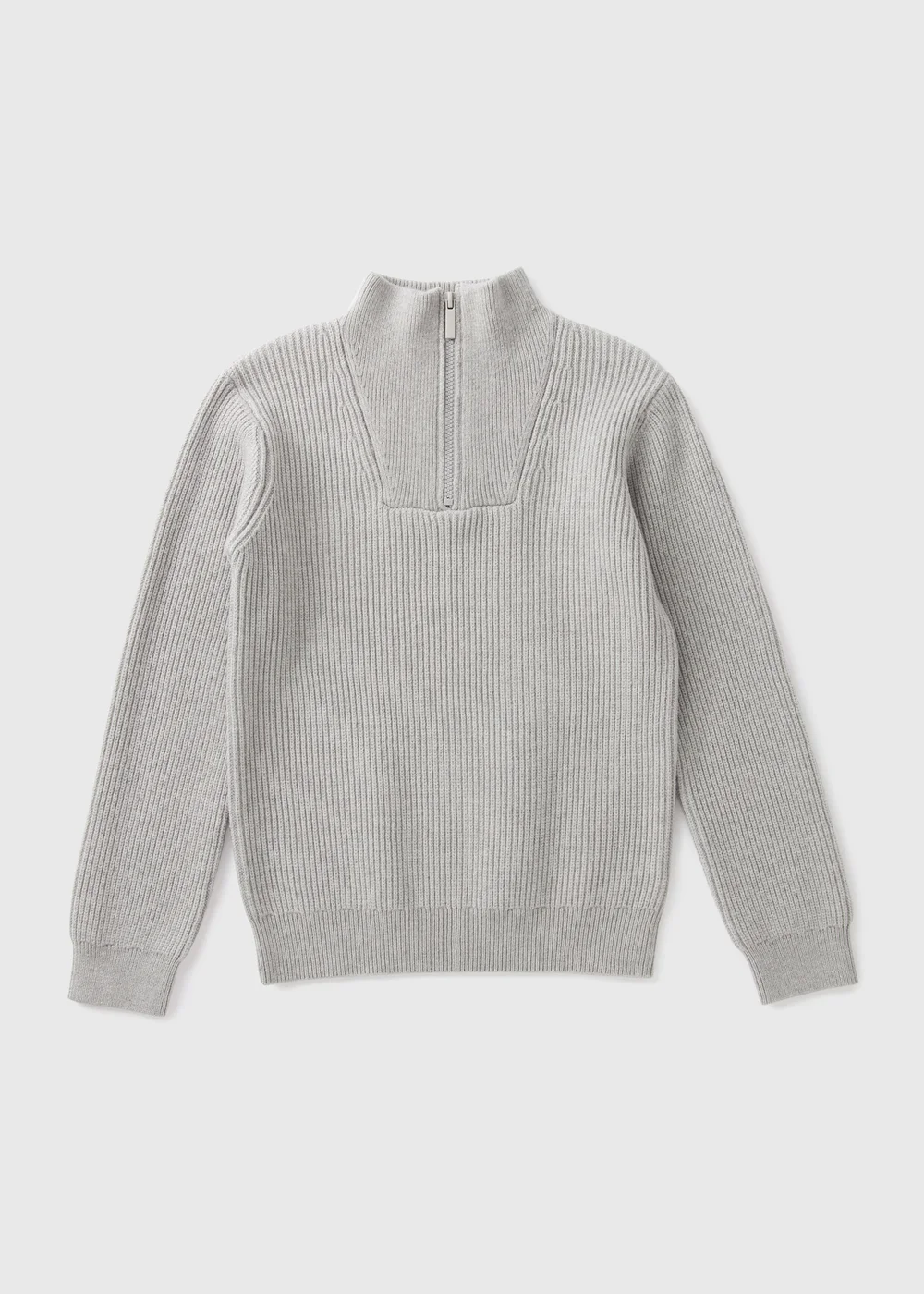 Boys Grey Knitted Half Zip (7-15yrs) - Age 7 Years Image 1