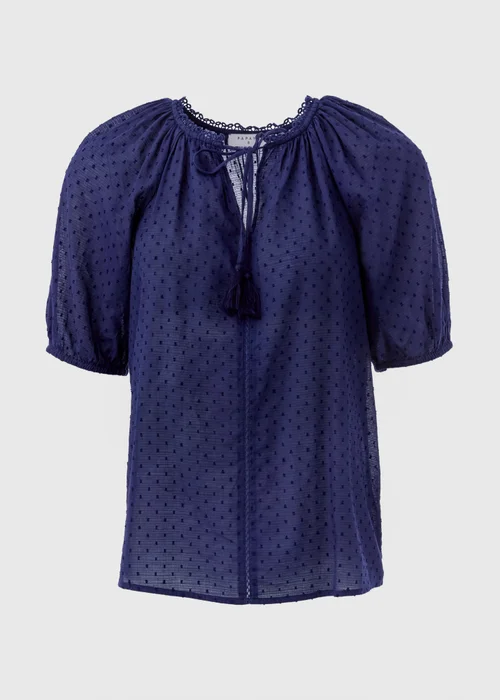 Navy Dobby Boho Blouse - 8 Image 5