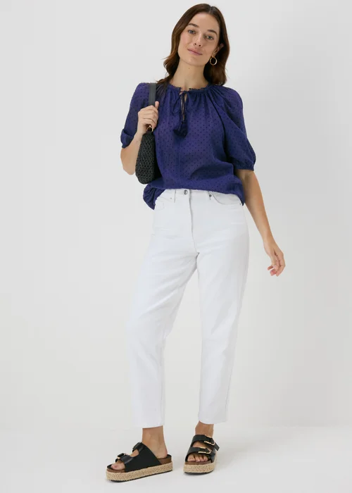Navy Dobby Boho Blouse - 8 Image 4