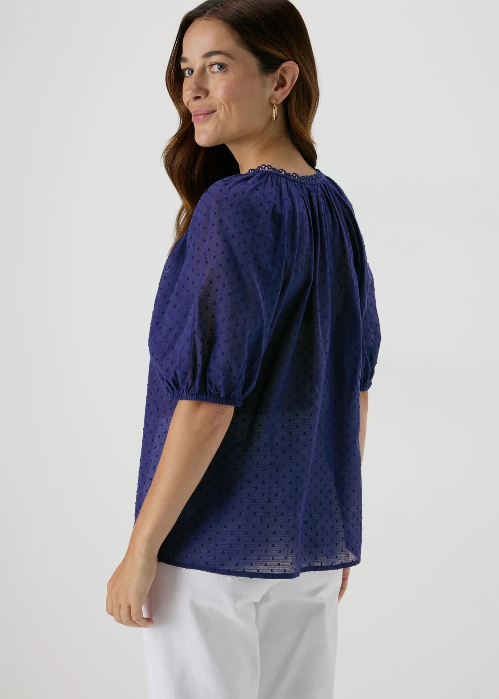 Navy Dobby Boho Blouse - 8 Image 2