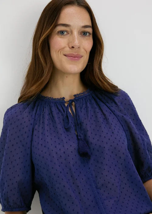 Navy Dobby Boho Blouse - 8 Image 3