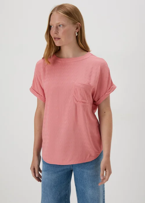 Pink Textured Pocket Detail T-Shirt - 8 Image 1