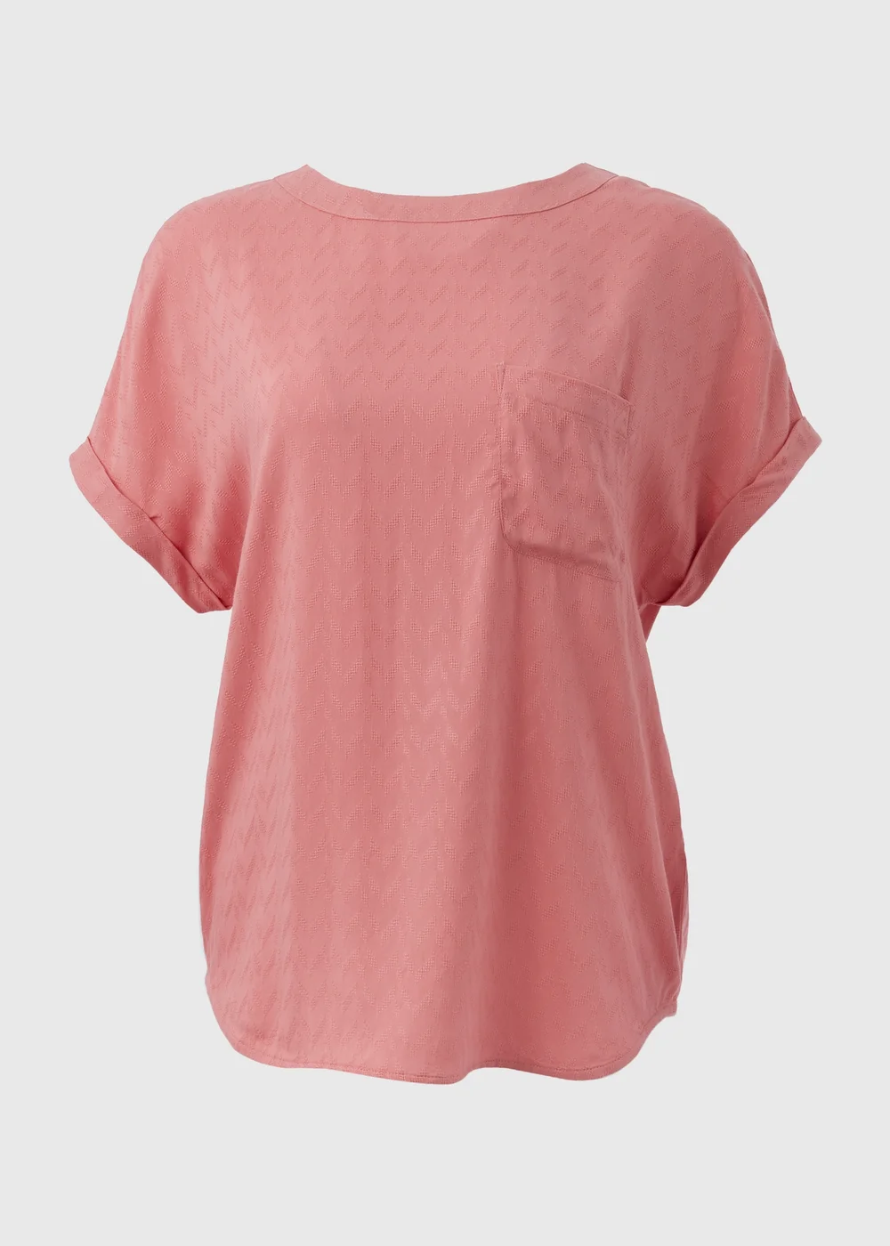 Pink Textured Pocket Detail T-Shirt - 8 Image 5