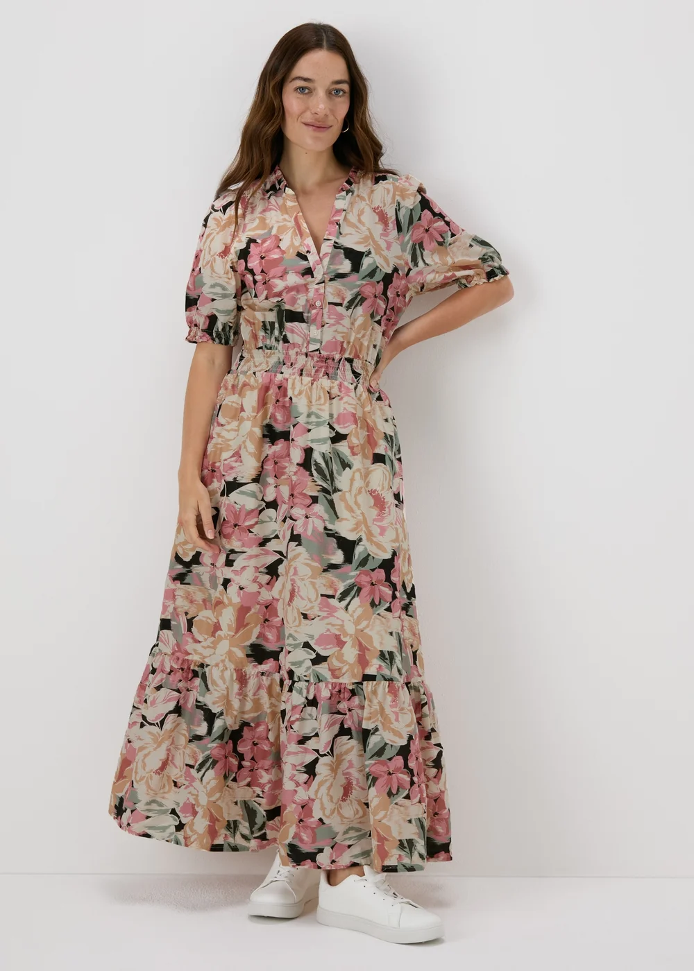 Pink Floral Midi Dress - 8 Image 1