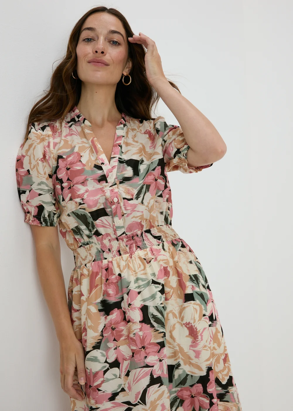 Pink Floral Midi Dress - 8 Image 3