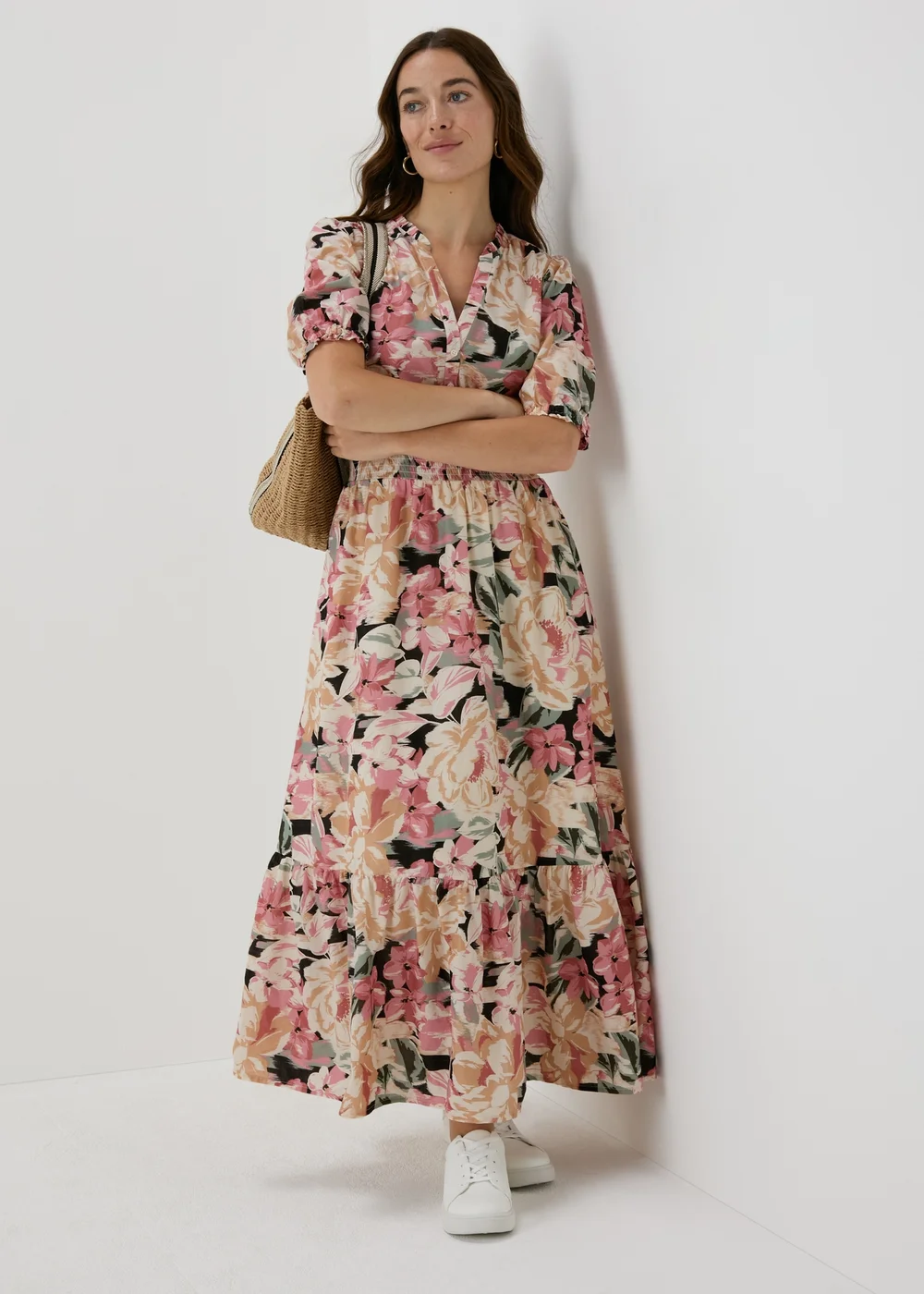Pink Floral Midi Dress - 8 Image 4