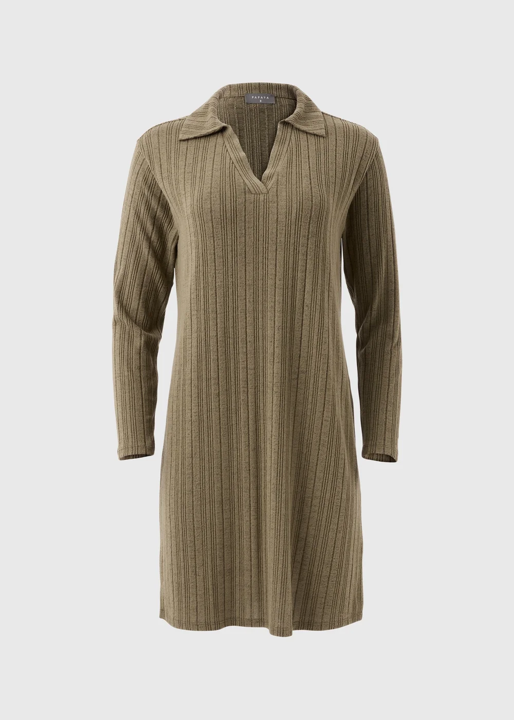 Khaki Ribbed Mini Dress - 8 Image 5