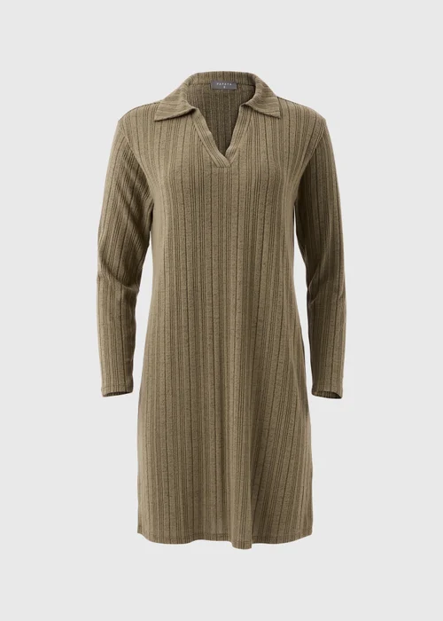 Khaki Ribbed Mini Dress - 8 Image 5