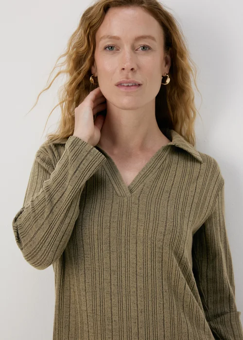 Khaki Ribbed Mini Dress - 8 Image 3