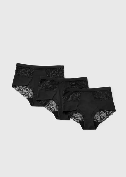 3 Pack Black Brushed Lace Full Knickers - 8 Image 1