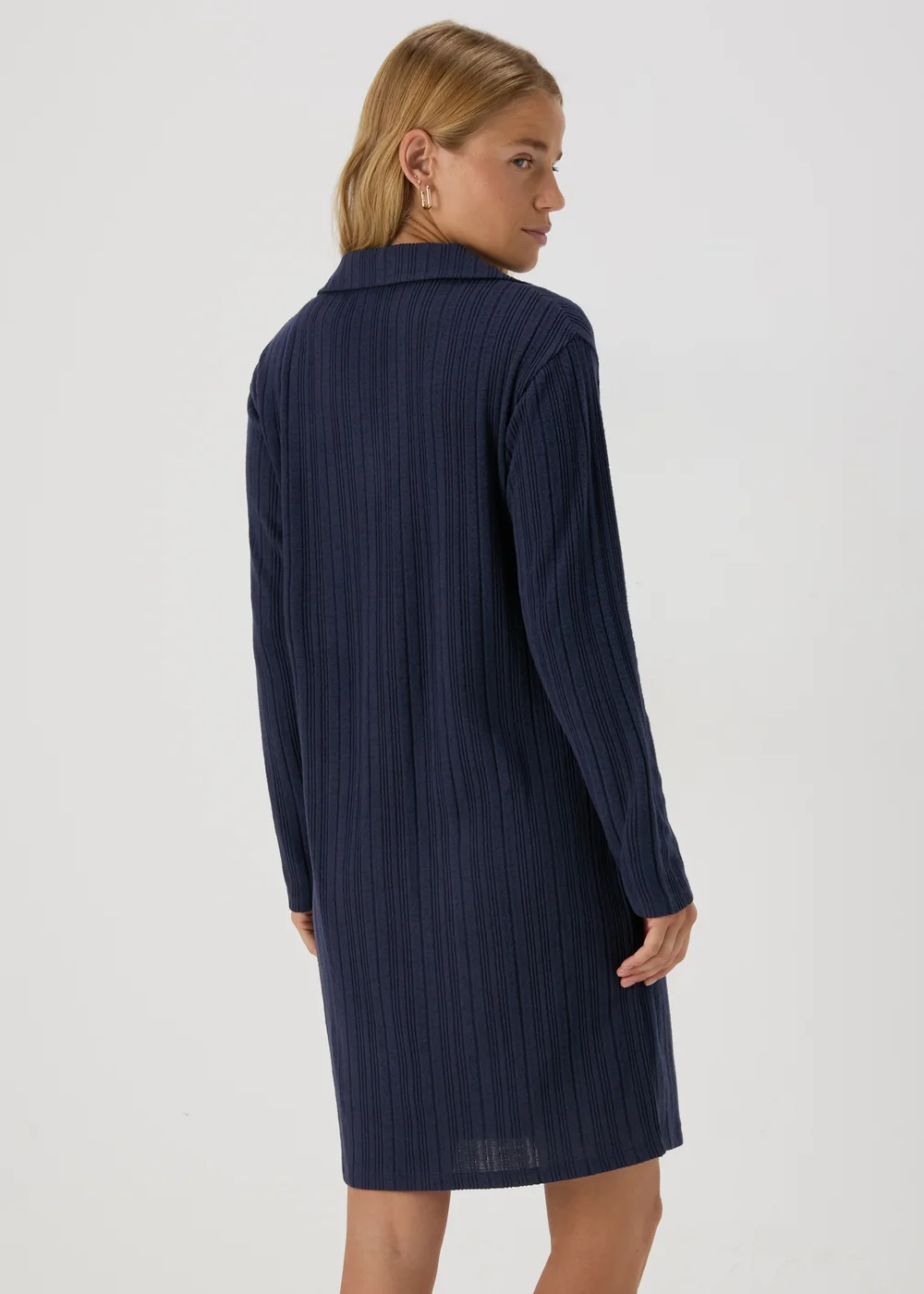 Blue Ribbed Mini Dress - 8 Image 2