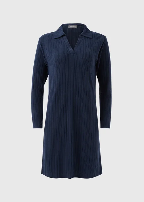 Blue Ribbed Mini Dress - 8 Image 5