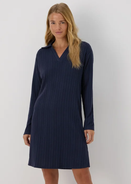 Blue Ribbed Mini Dress - 8 Image 1