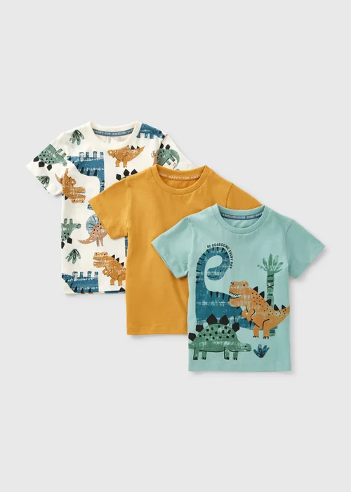 3 Pack Boys Dinosaur T-Shirts (1-7yrs) - 1 to 1 half years Image 1