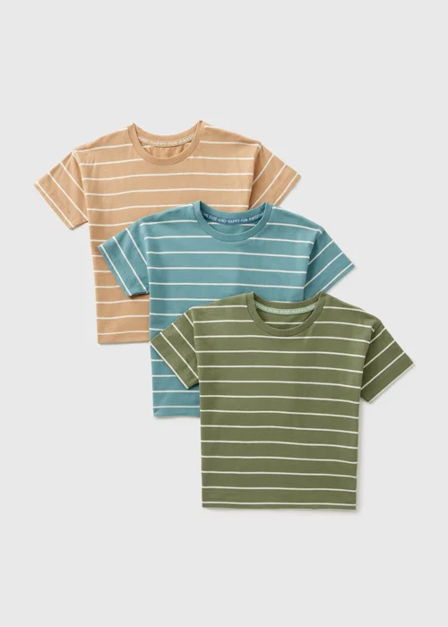 3 Pack Boys Green Striped T-Shirts (1-7yrs) - 1-1.5 Yrs Image 1