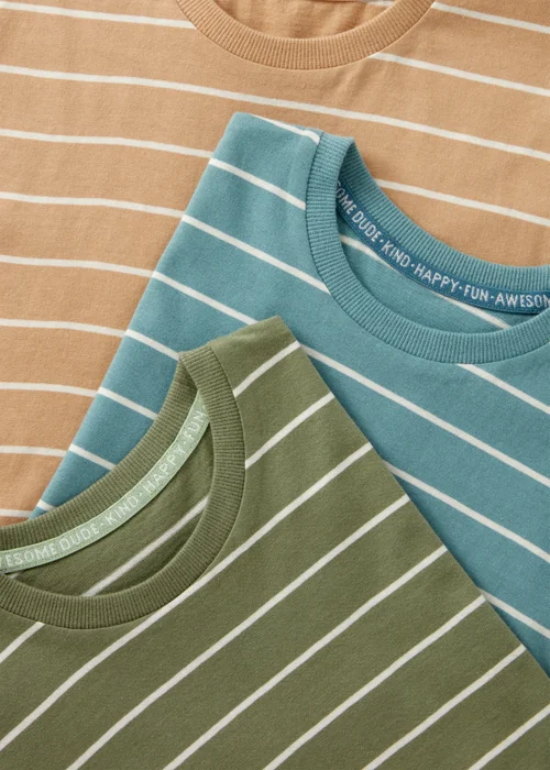3 Pack Boys Green Striped T-Shirts (1-7yrs) - 1-1.5 Yrs Image 2