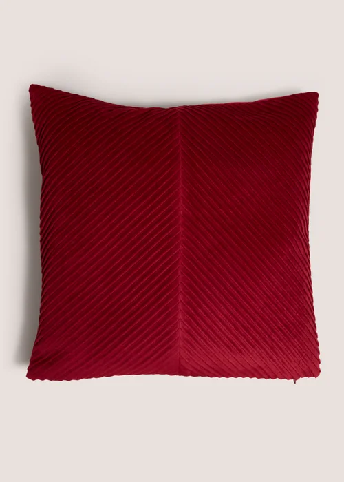 Red Velvet Pleated Cushion Image 1