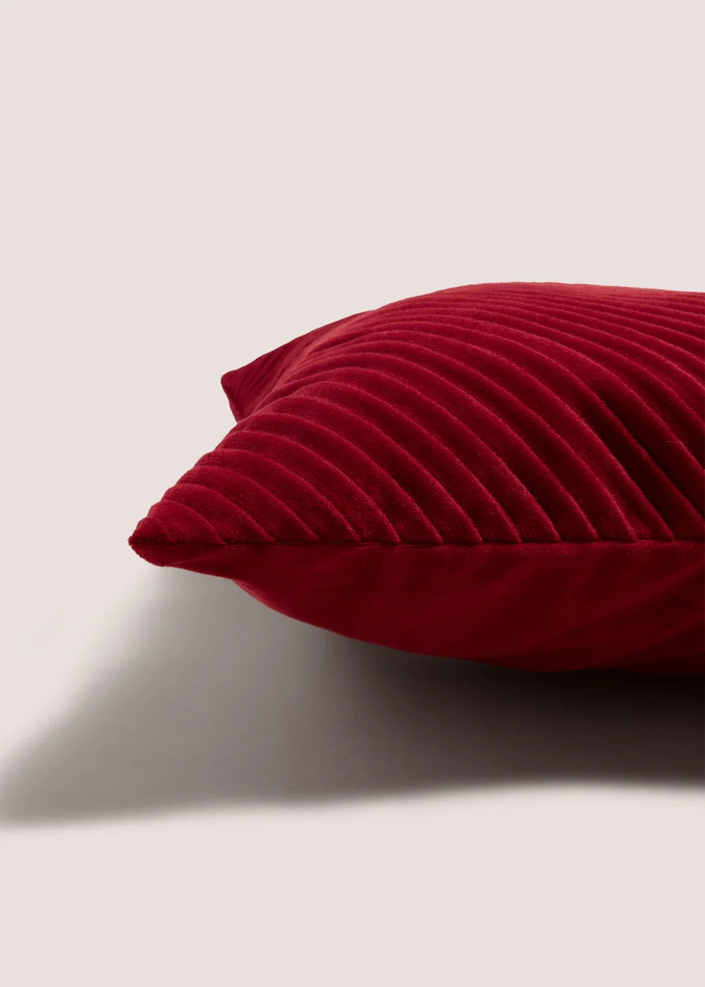 Red Velvet Pleated Cushion Image 2