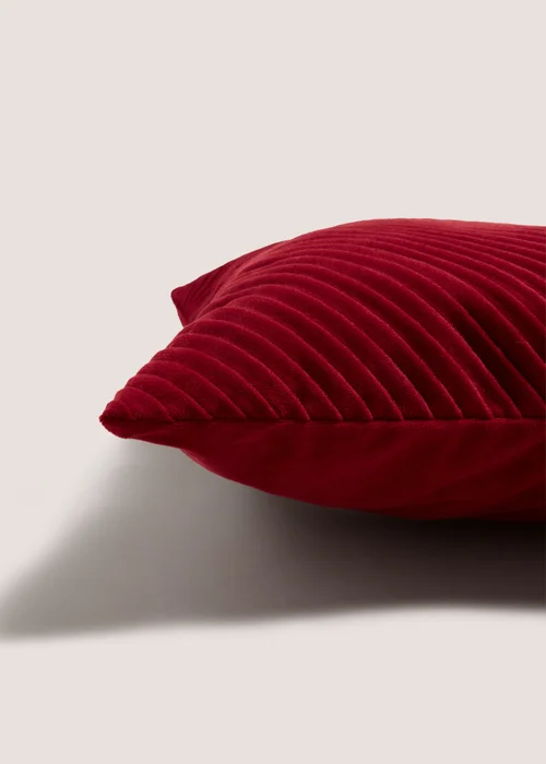 Red Velvet Pleated Cushion Image 2