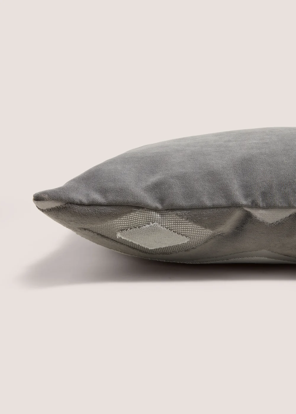 Grey Crushed Velvet Diamond Cushion Image 2