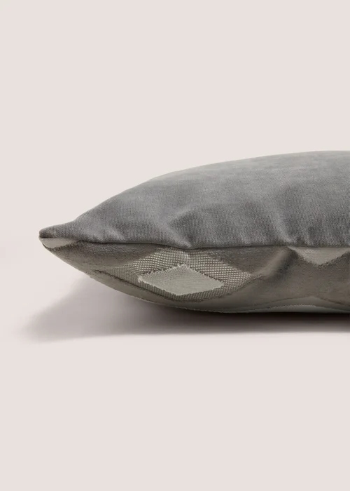 Grey Crushed Velvet Diamond Cushion Image 2