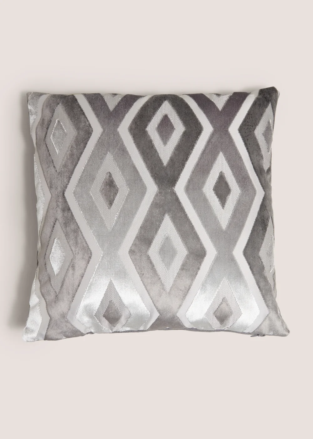 Grey Crushed Velvet Diamond Cushion Image 1