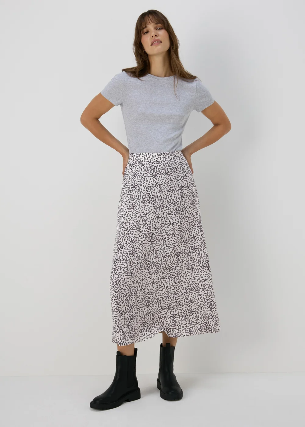 White Spot Print Midi Skirt - 8 Image 1
