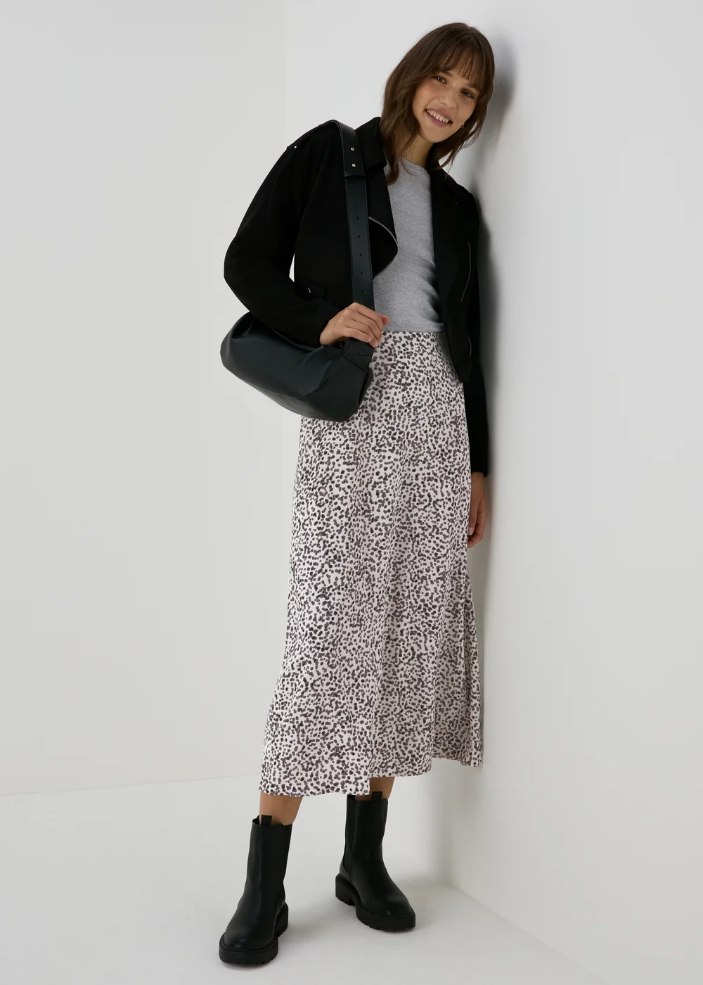 White Spot Print Midi Skirt - 8 Image 4