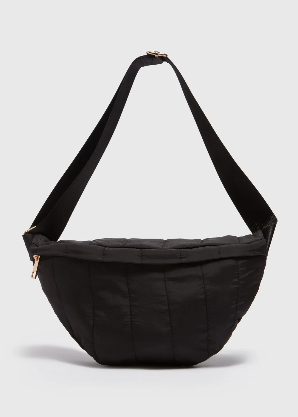 Black Quilted Chest Bag - One Size Image 3