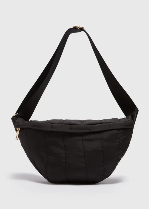 Black Quilted Chest Bag - One Size Image 3