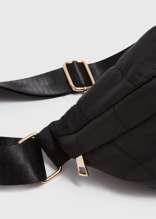 Black Quilted Chest Bag - One Size Image 4