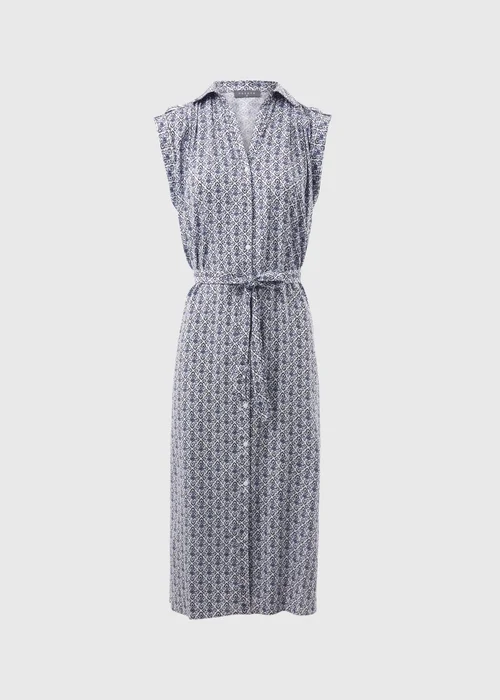 Blue Tile Print Viscose Shirt Dress - 8 Image 5