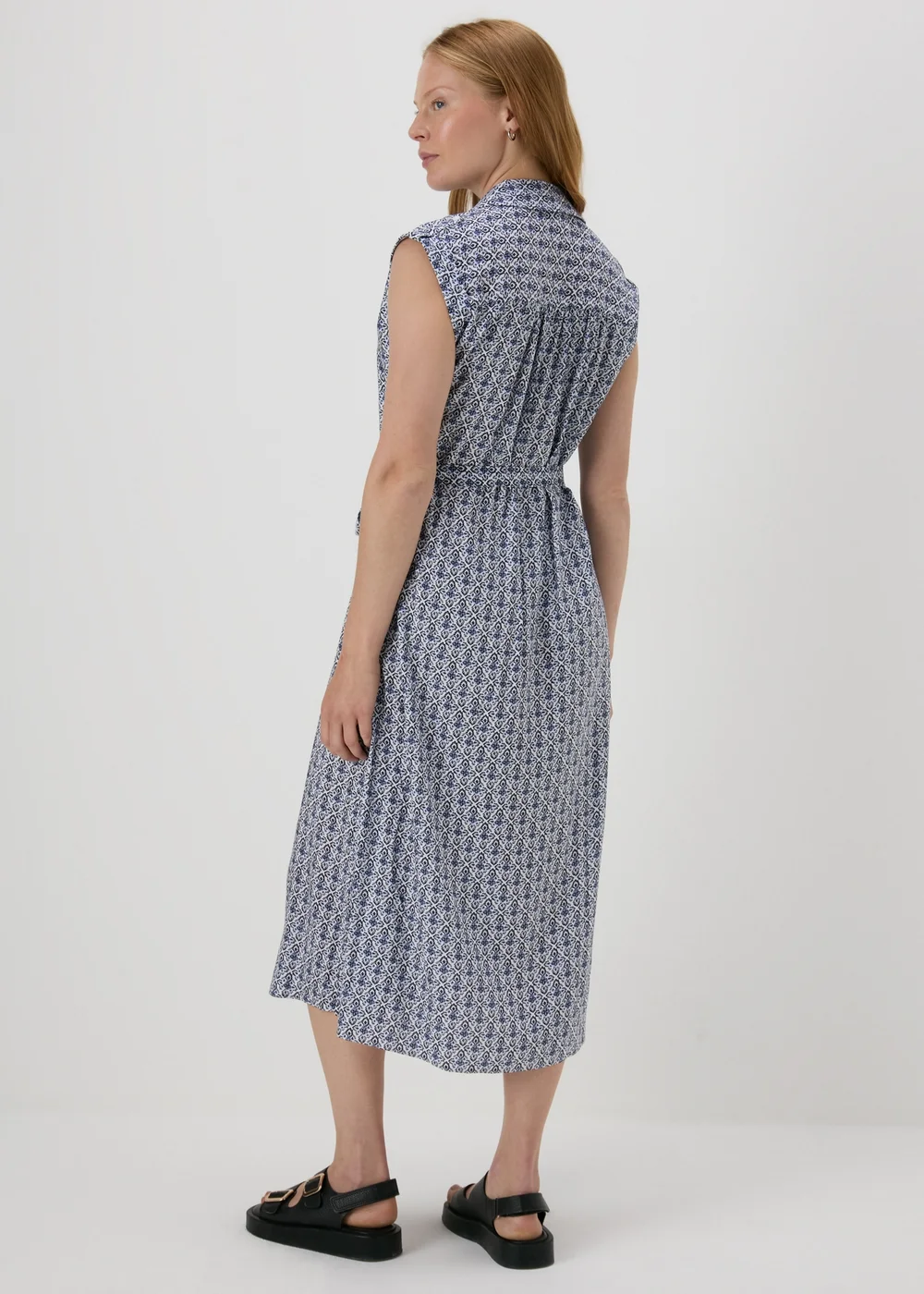 Blue Tile Print Viscose Shirt Dress - 8 Image 2