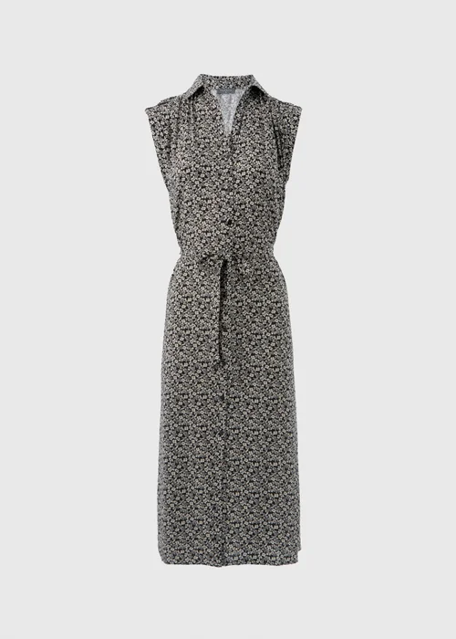 Black Floral Viscose Shirt Midi Dress - 8 Image 5