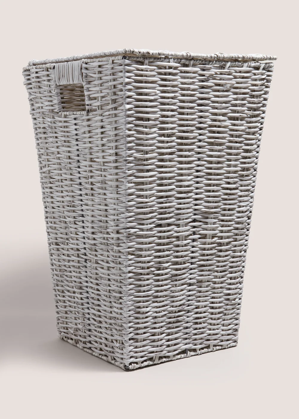 Grey Woven Plastic Laundry Basket Image 1