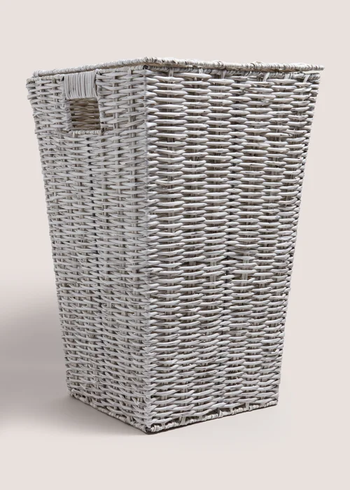 Grey Woven Plastic Laundry Basket Image 1