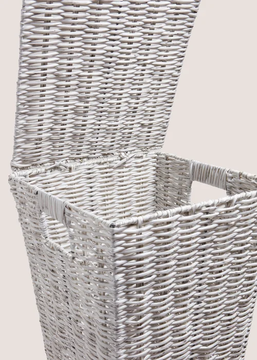 Grey Woven Plastic Laundry Basket Image 2