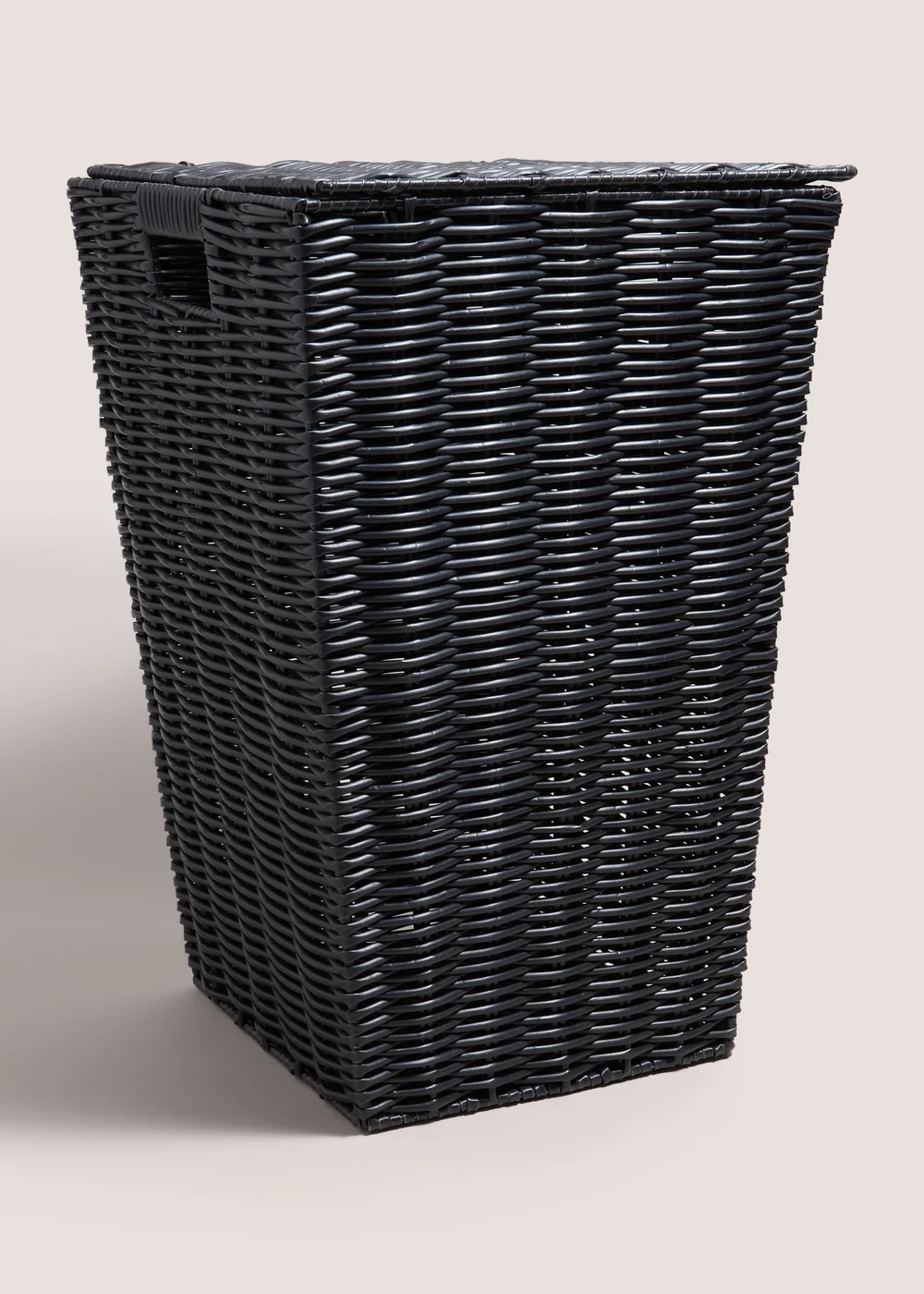 Black Woven Plastic Laundry Basket Image 1