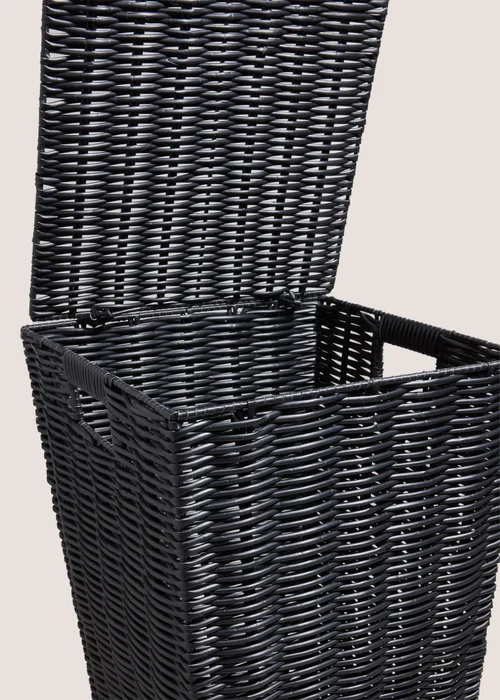 Black Woven Plastic Laundry Basket Image 2